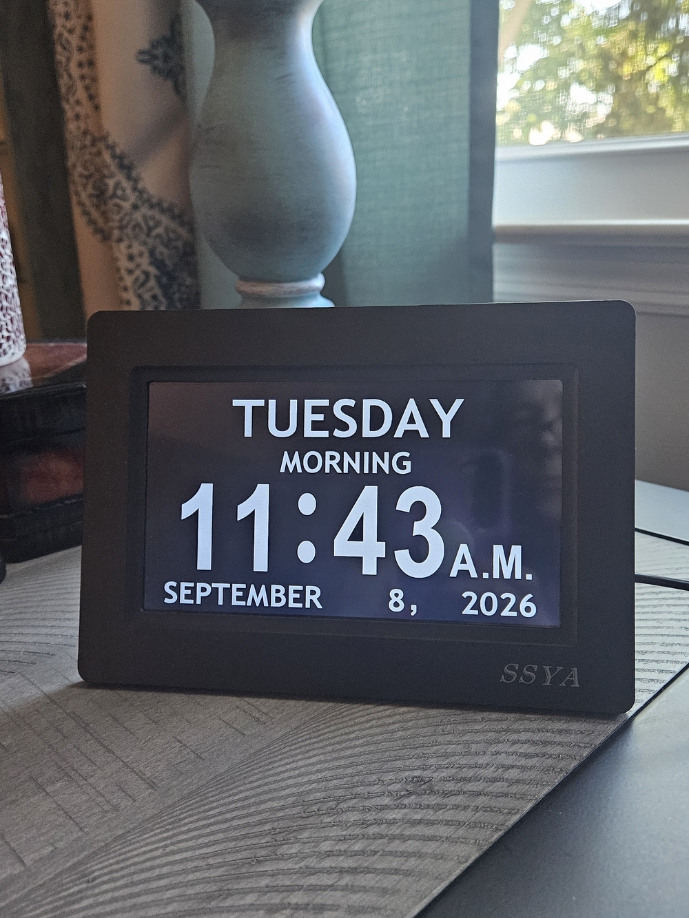 SSYA Black Digital Day Clock  - Clear Large Display